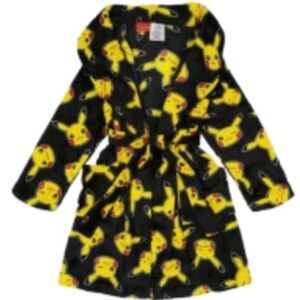 EC Plush Pokémon Picachu Fleece Black & Yellow Boy’s Robe Size 8